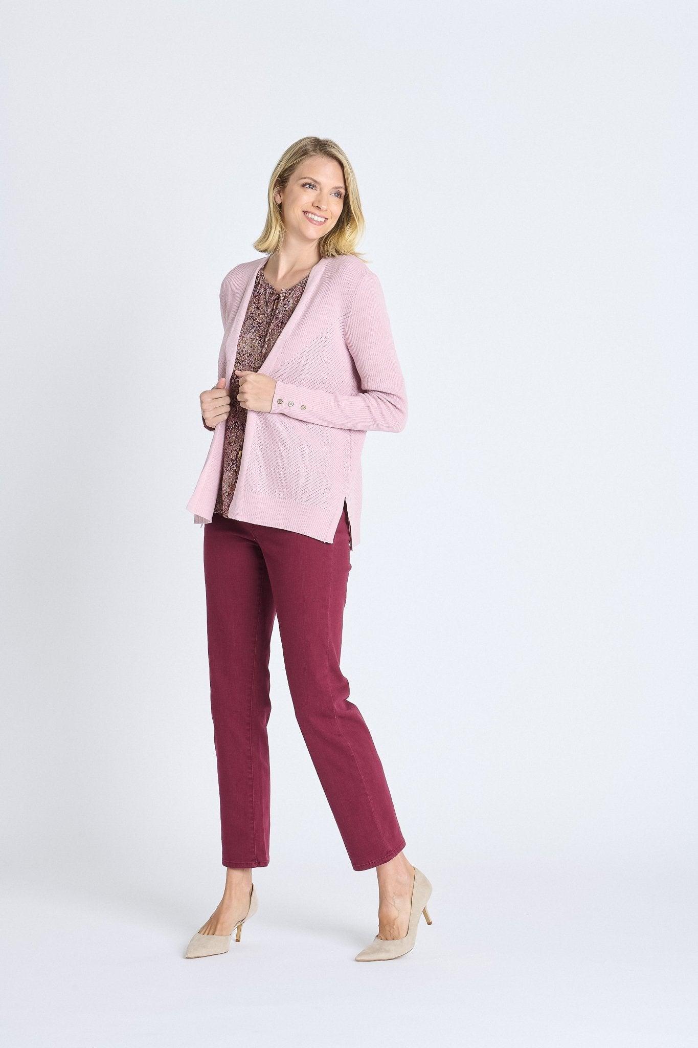 Rib Stitch Open Cardigan Sweater Pink Salt Product Image