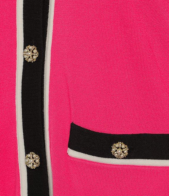 KARL LAGERFELD PARIS Knit Crew Neck Long Sleeve Embellished Button-Front Cardigan Product Image