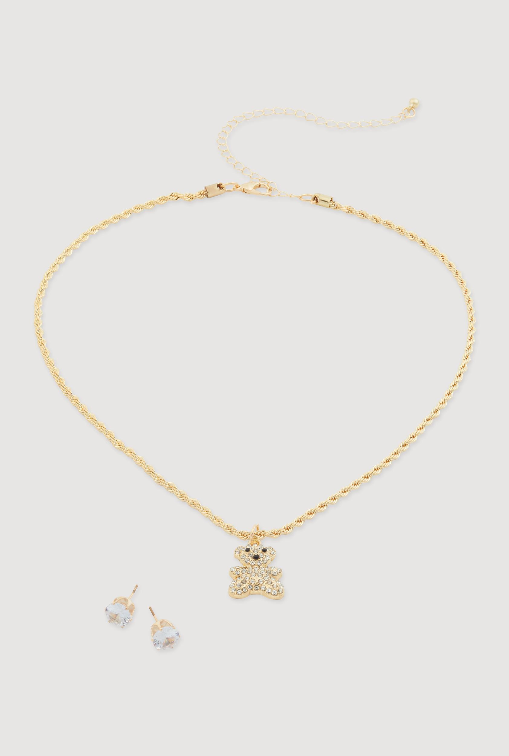 Love Curb Chain Necklace and Stud Earrings Unisex Product Image