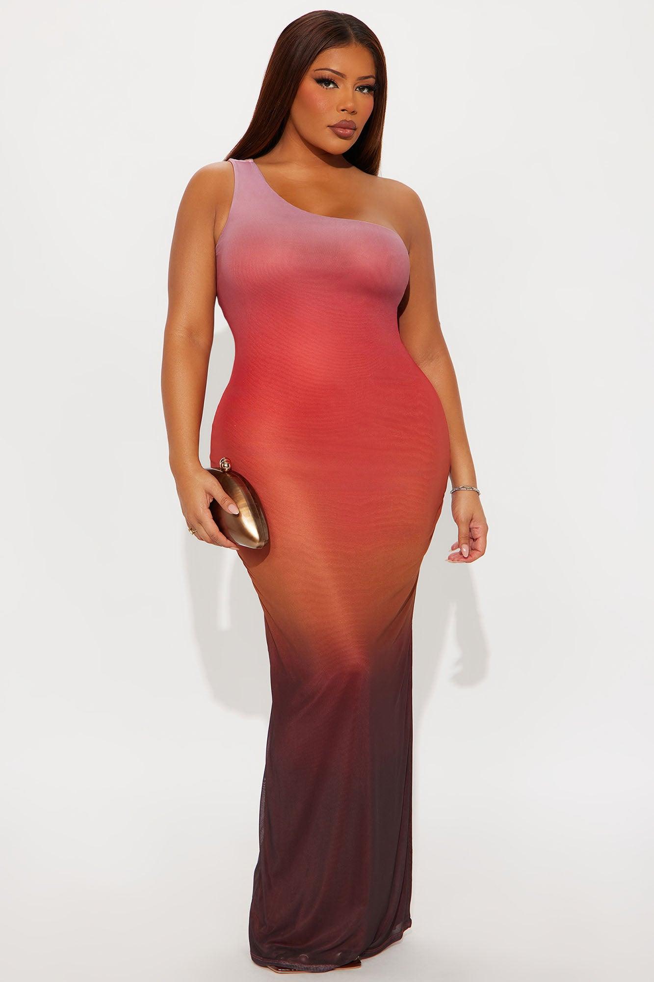 Adika Mesh Ombre Maxi Dress - Red/combo Female Product Image