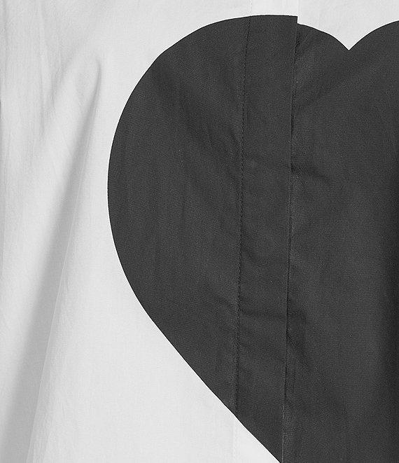 Tara Jarmon Carola Woven Point Collar Long Sleeve Heart Button Front Shirt Product Image