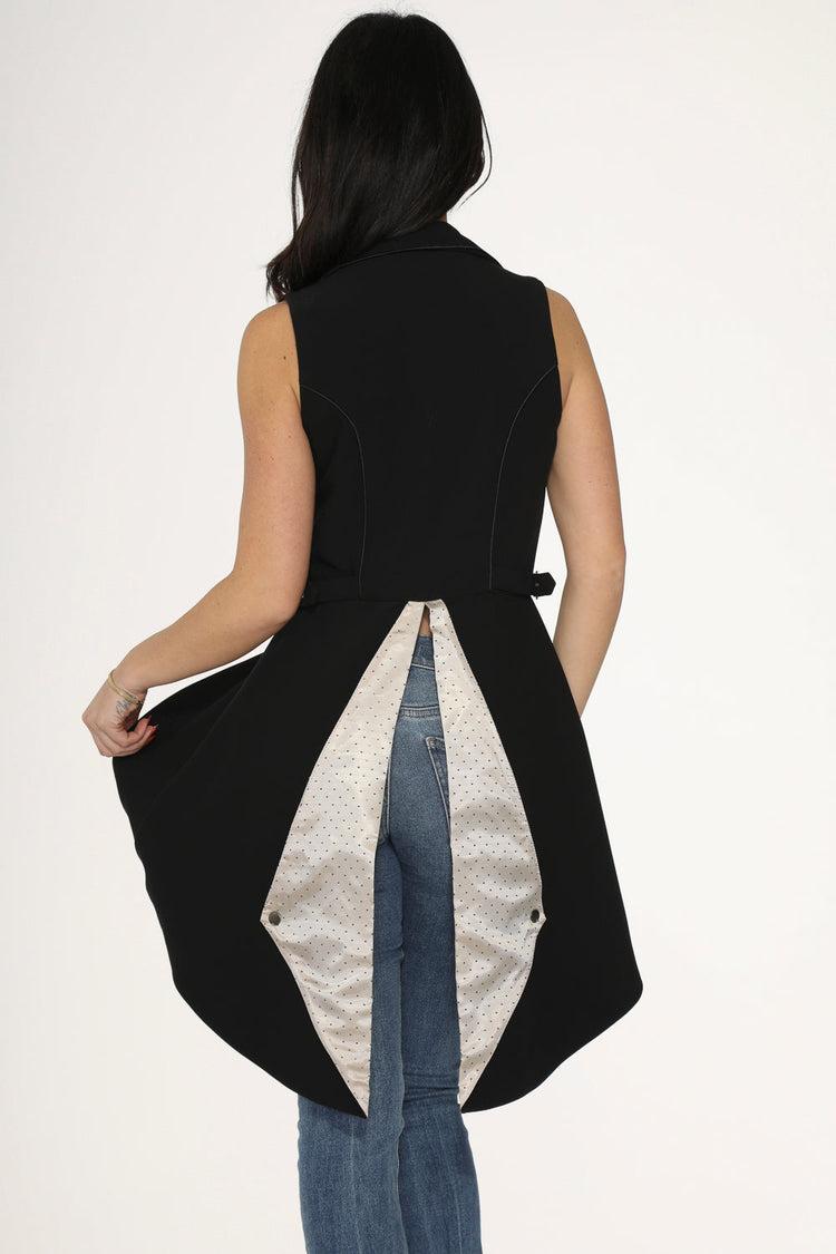 Black& Beige Pin Dot Vest Product Image