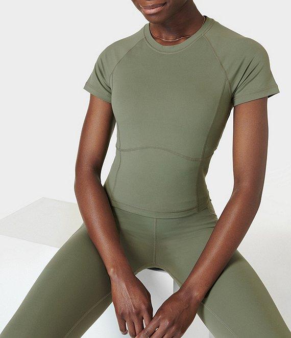 Sweaty Betty All Day Crew Neck Short Sleeve Cropped Tee Shirt Product Image