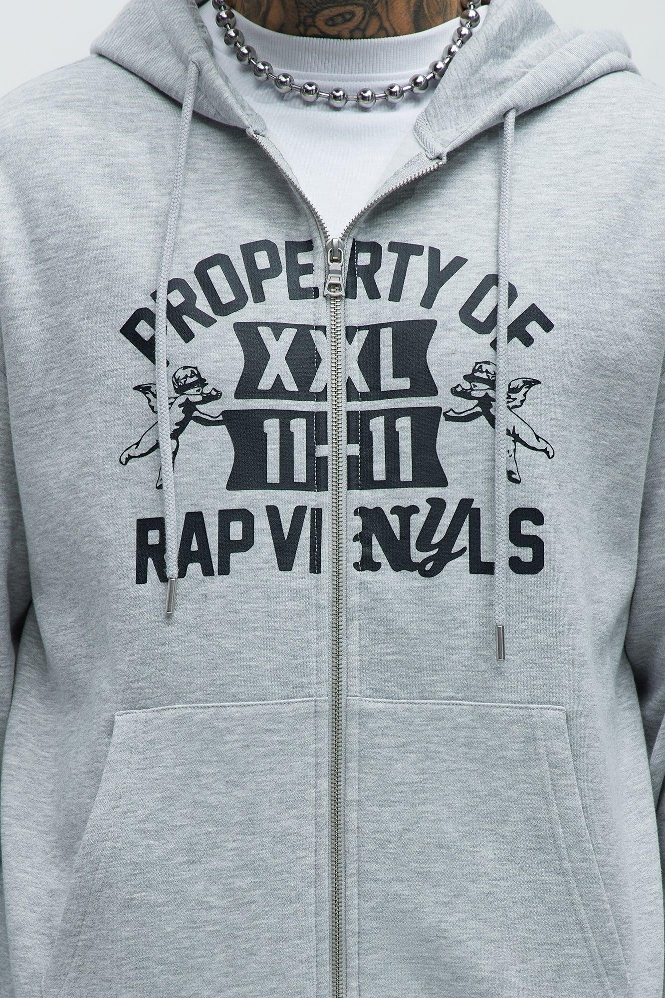 Tyson Rap Vinyls Zip Up Hoodie - Heather Grey Product Image
