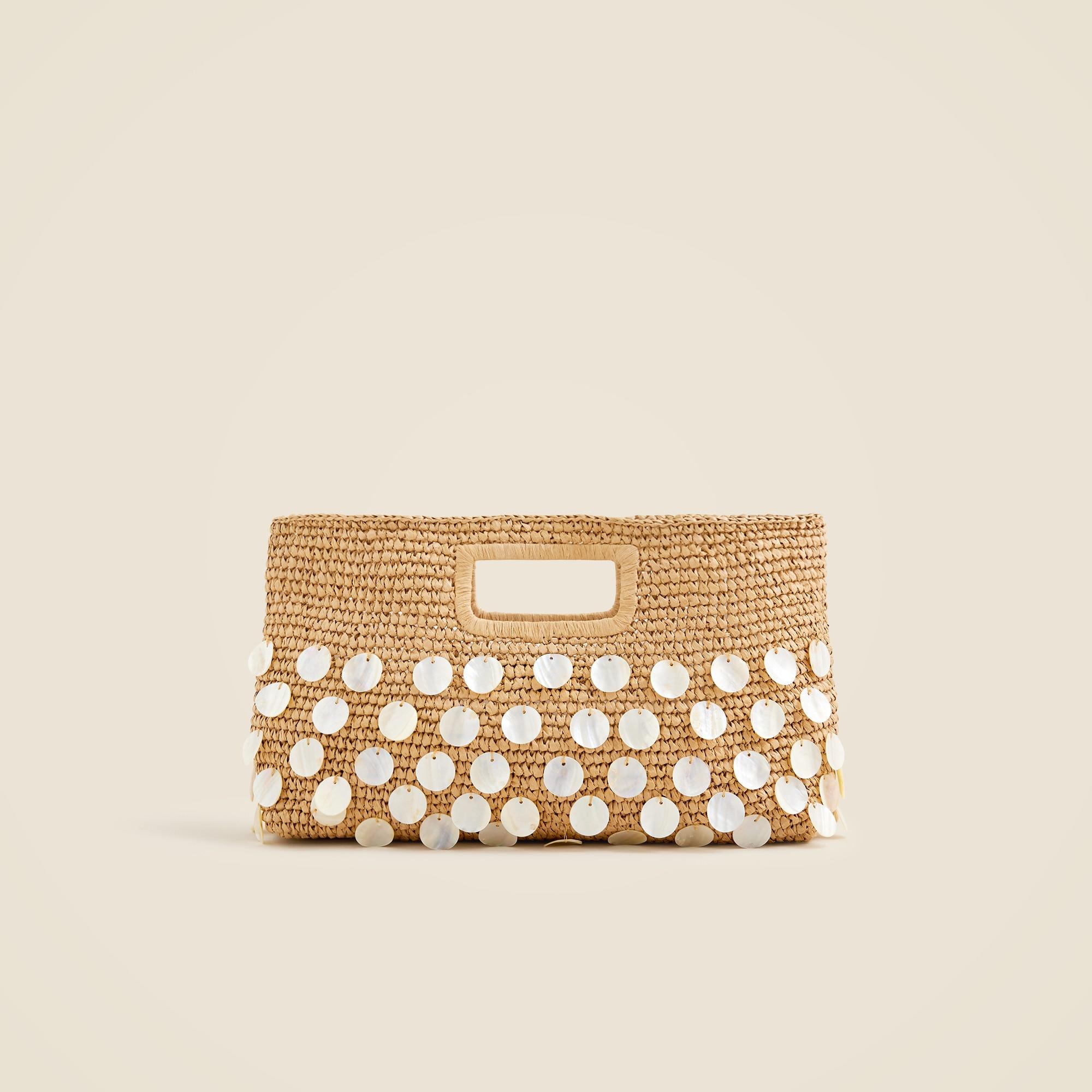Handknotted straw rectangular clutch with paillettes Product Image