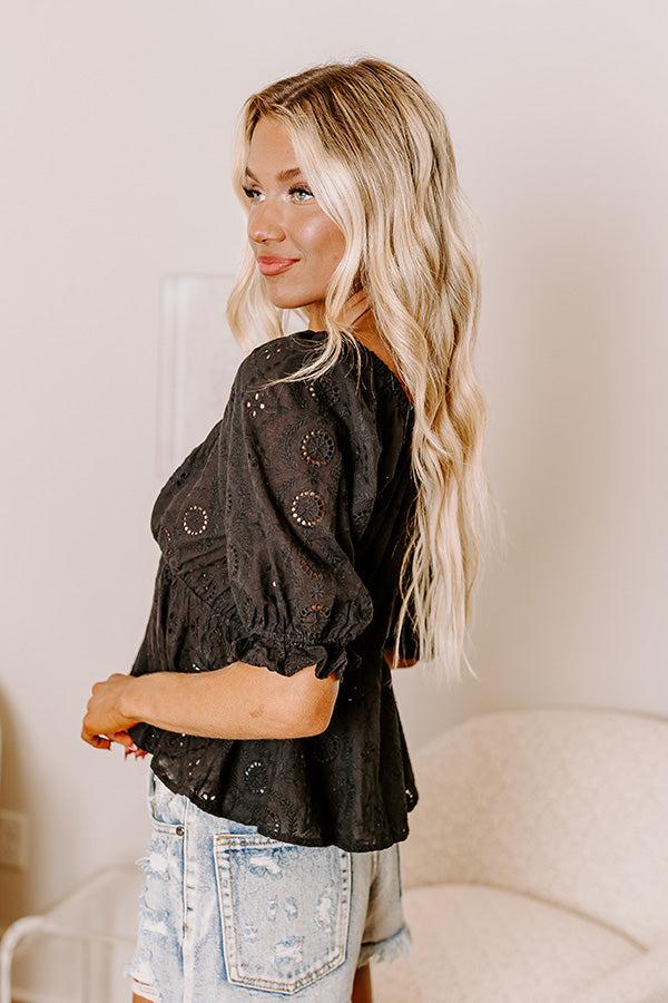 The Next Chapter Eyelet Top In Black Product Image