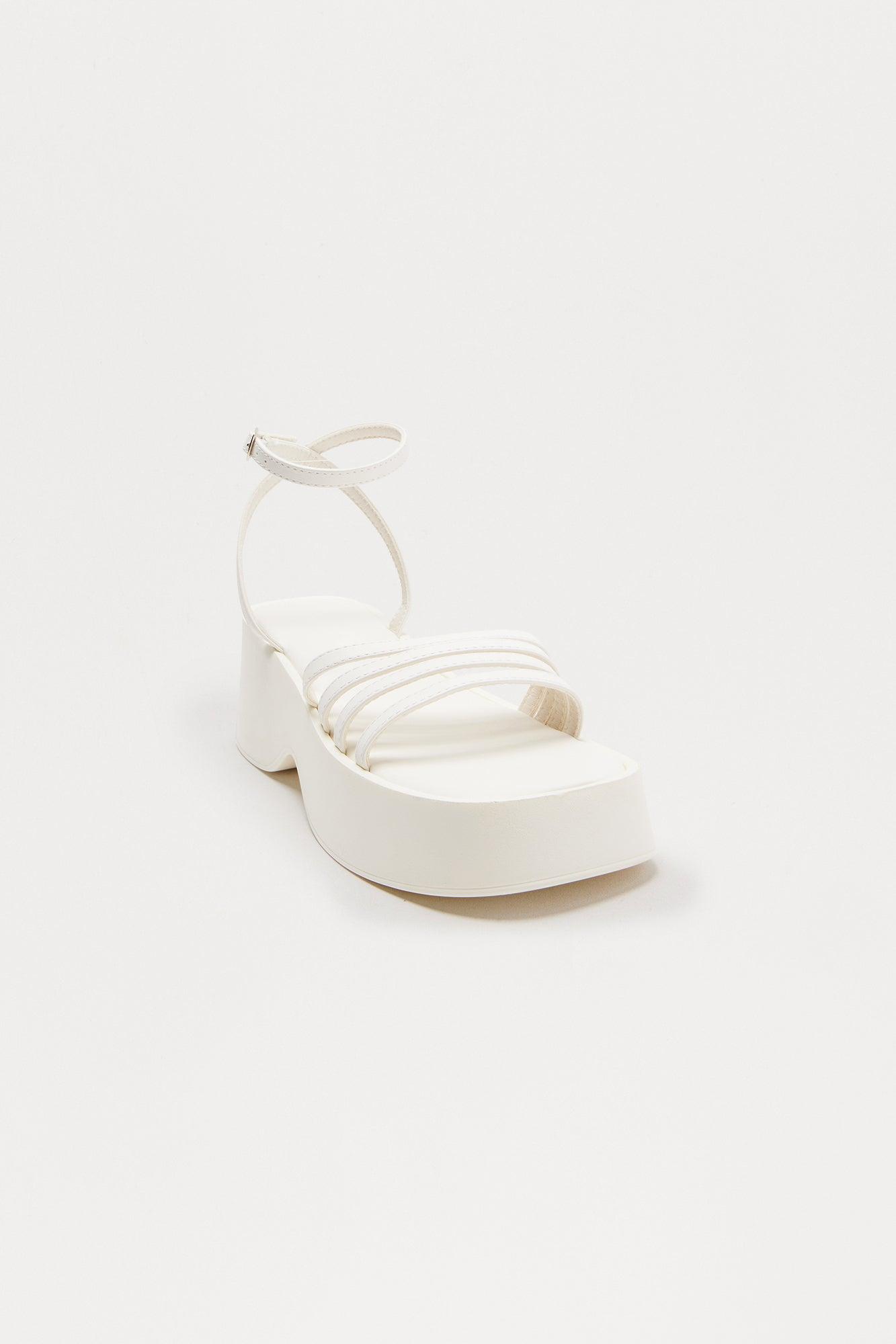 Dipsy Faux Leather Platform Wedges - White Product Image