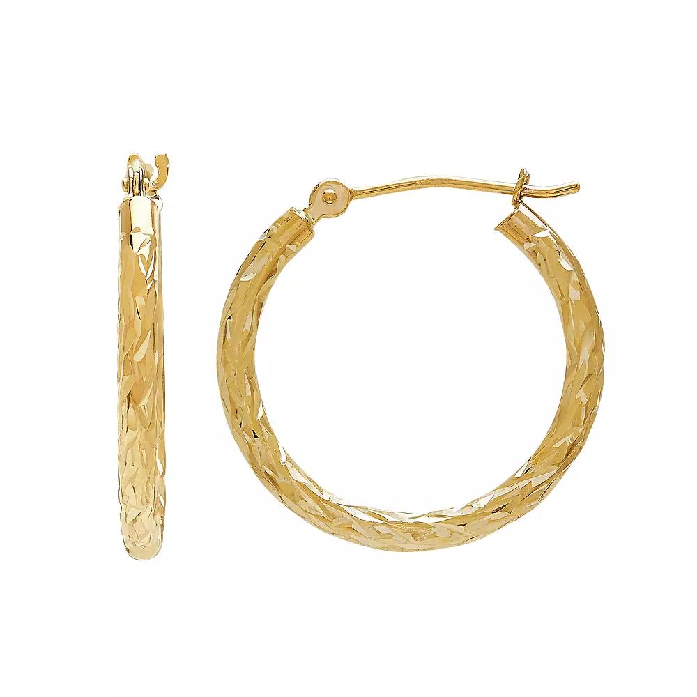 Everlasting Gold 14k Gold Textured Hoop Earrings, Women's Product Image