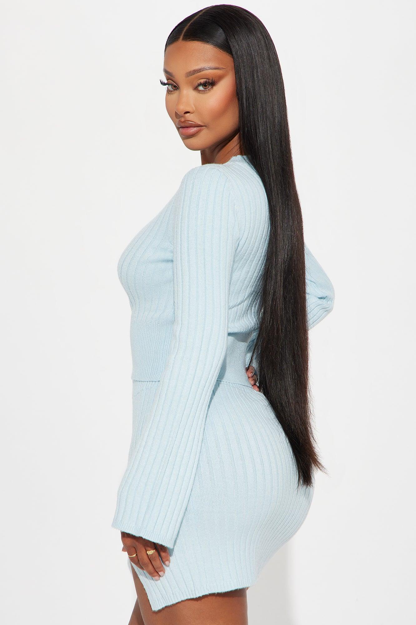 No Matter What Sweater Skirt Set - Blue Product Image