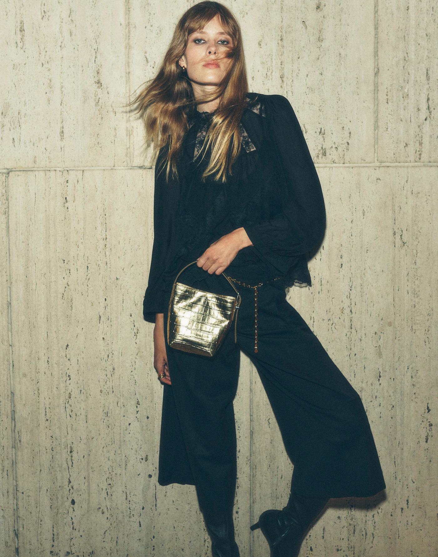 Lace-Inset Top in Silk Product Image