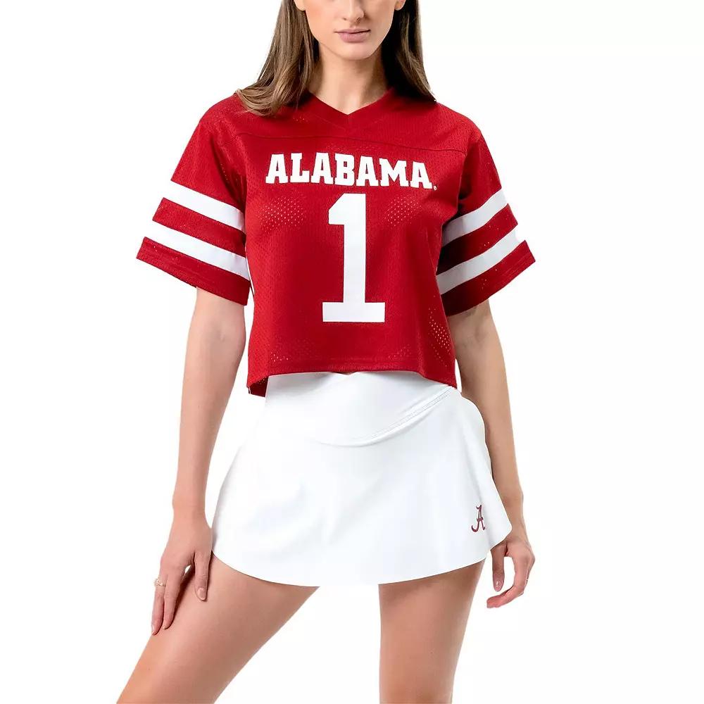 Women's Established & Co. Crimson Alabama Crimson Tide Fashion Boxy Cropped Football Jersey, Size: XL, Red Product Image