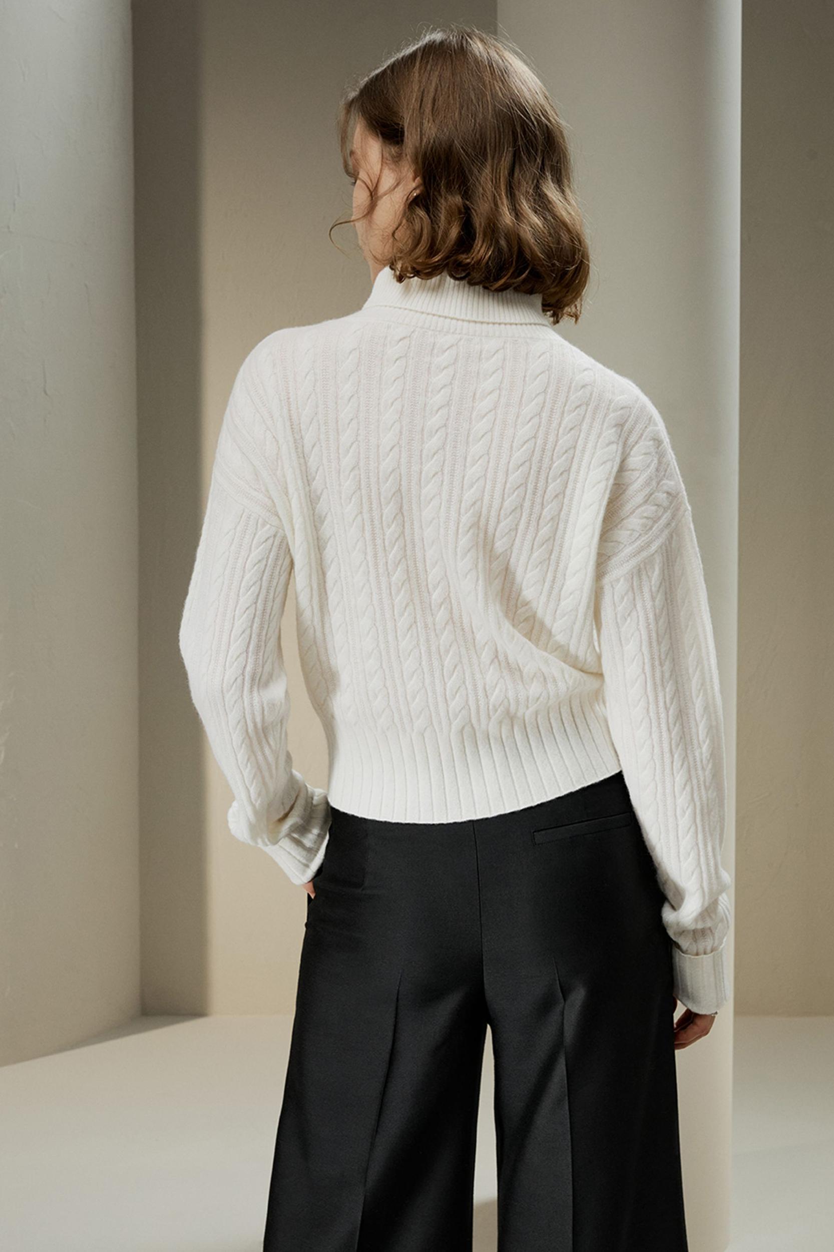 Classic Cable Knit Turtleneck Sweater Product Image