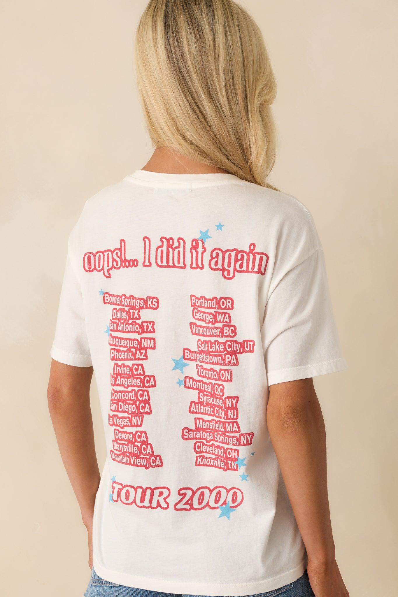 Britney Spears Ivory Cotton Oops I Did It Again Boyfriend Tee L / Ivory Product Image