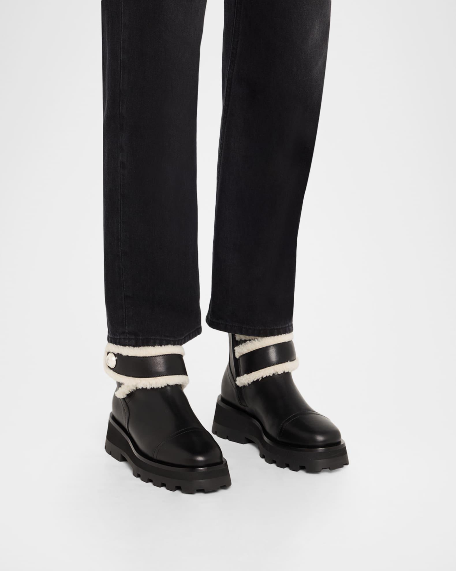 Meena Leather and Shearling Zip Ankle Boots Product Image