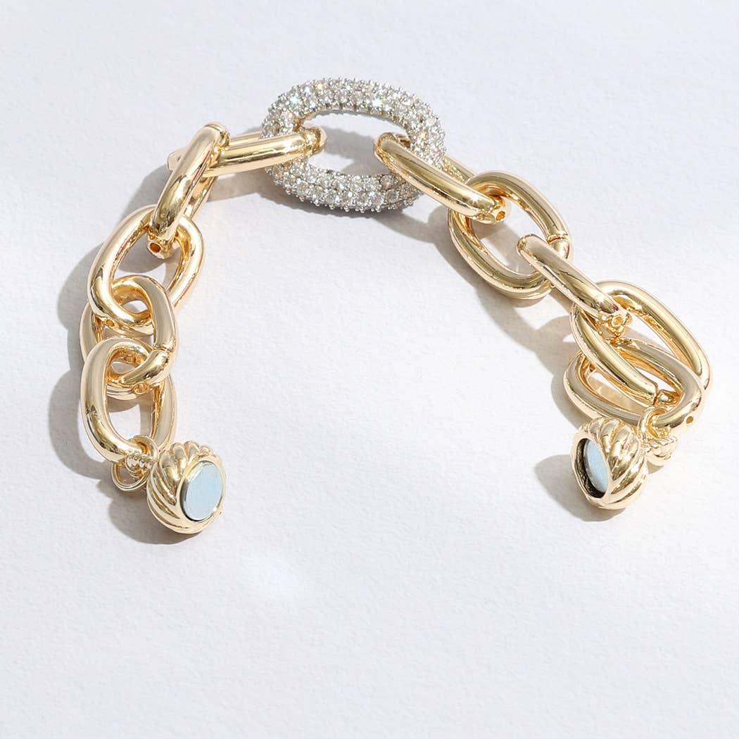 Multi Tone Linked Chain Bracelet Magnet Closure Product Image