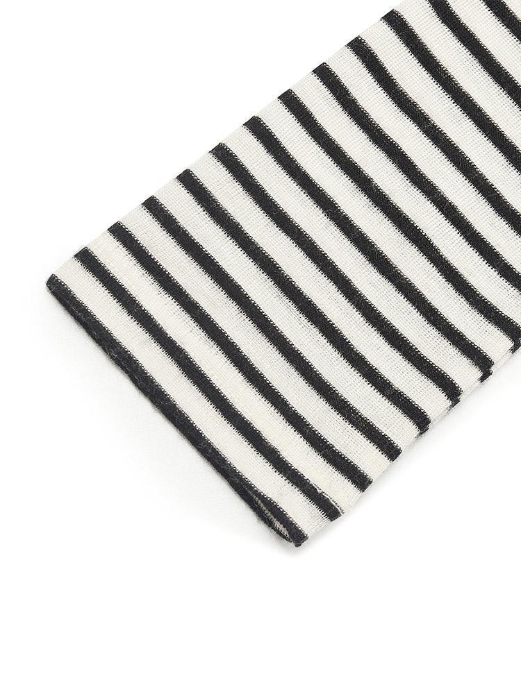 Washable Wool Striped Mock Neck Slim Women Sweater Product Image