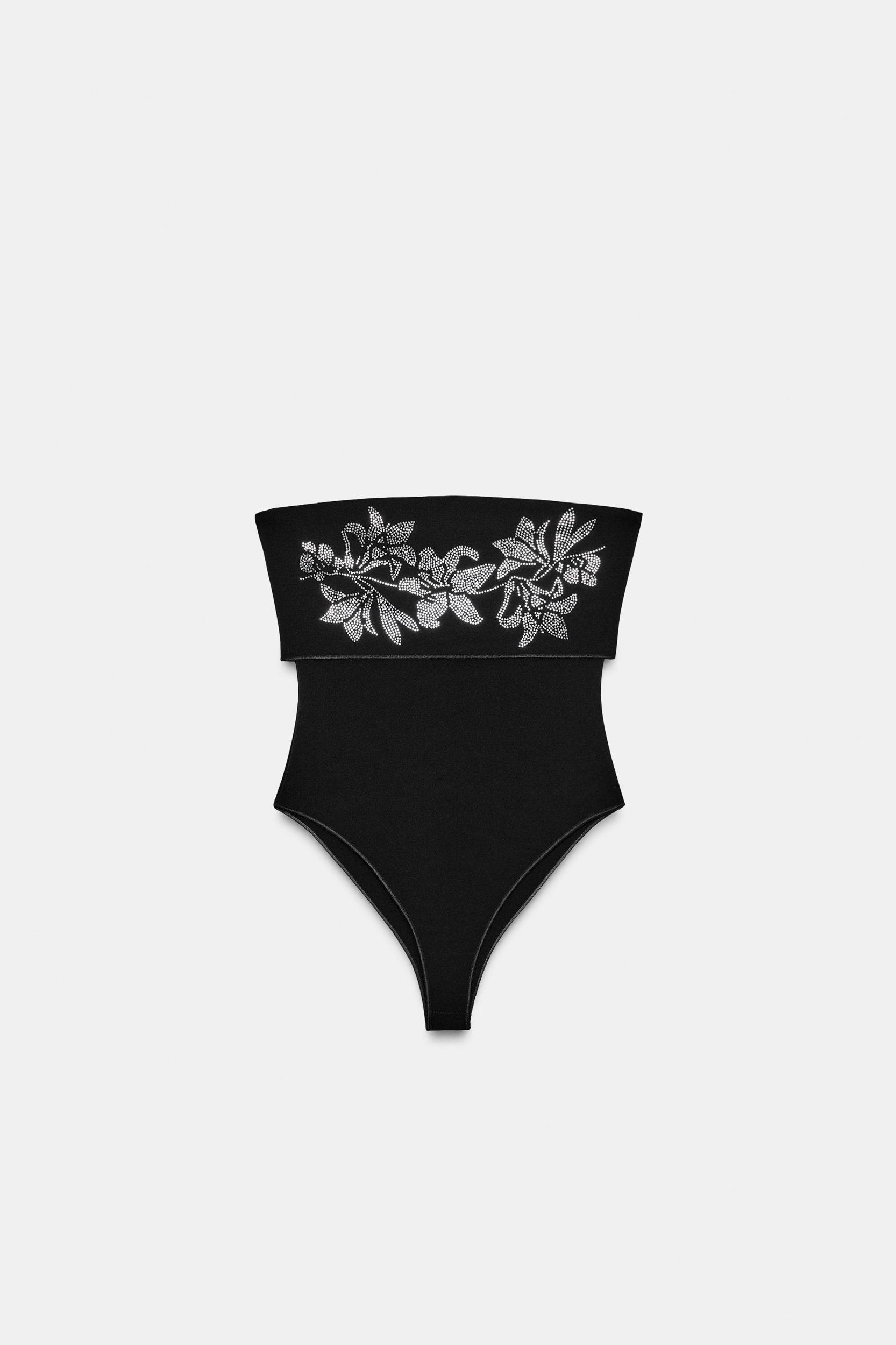 SPARKLY STRETCH BANDEAU BODYSUIT Product Image