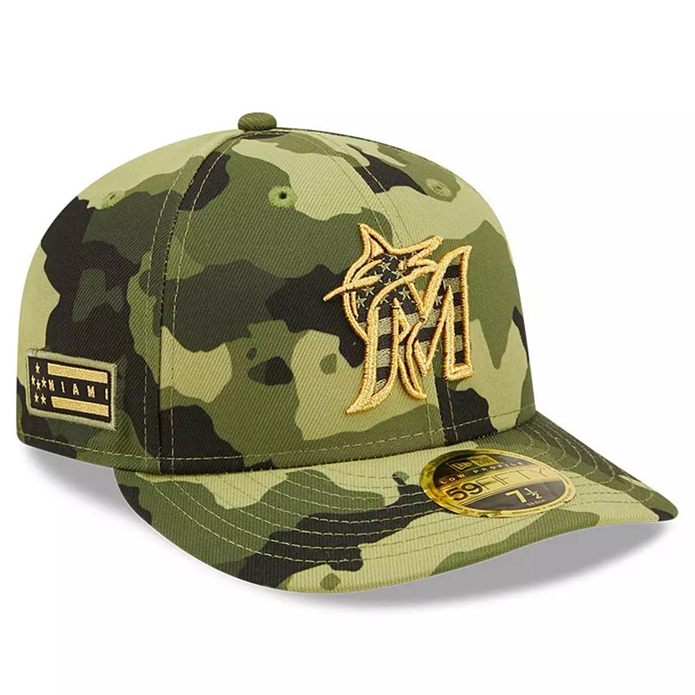 Men's New Era Camo Miami Marlins 2022 Armed Forces Day On-Field Low Profile 59FIFTY, Size: 7 1/8, Green Product Image