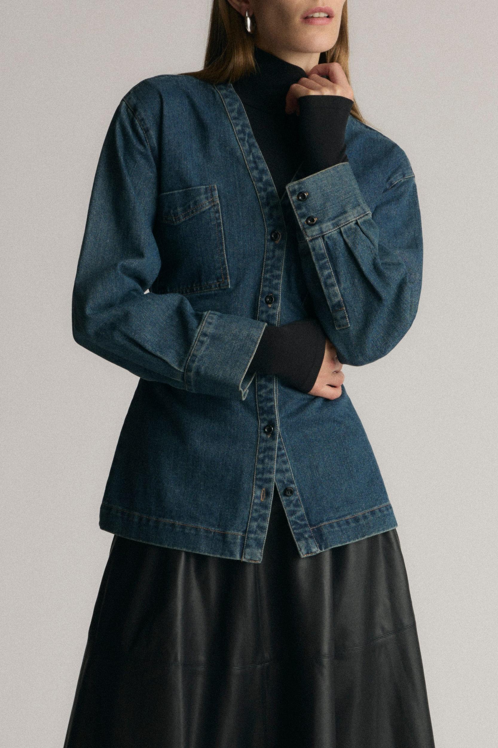 Emmett Structured-Sleeve Denim Jacket Product Image