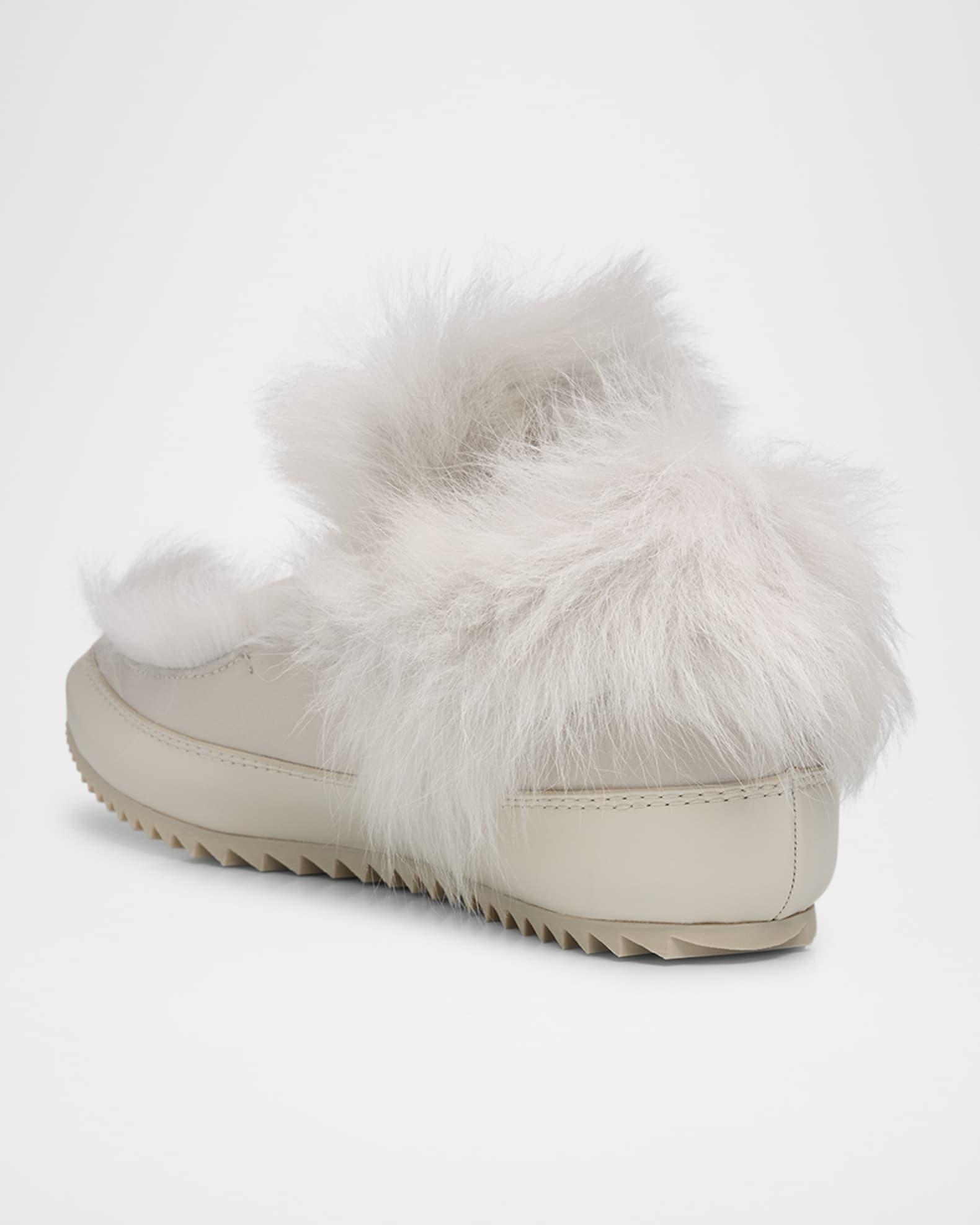 Jadine Fur-Lined Mixed Leather Moccasins Product Image