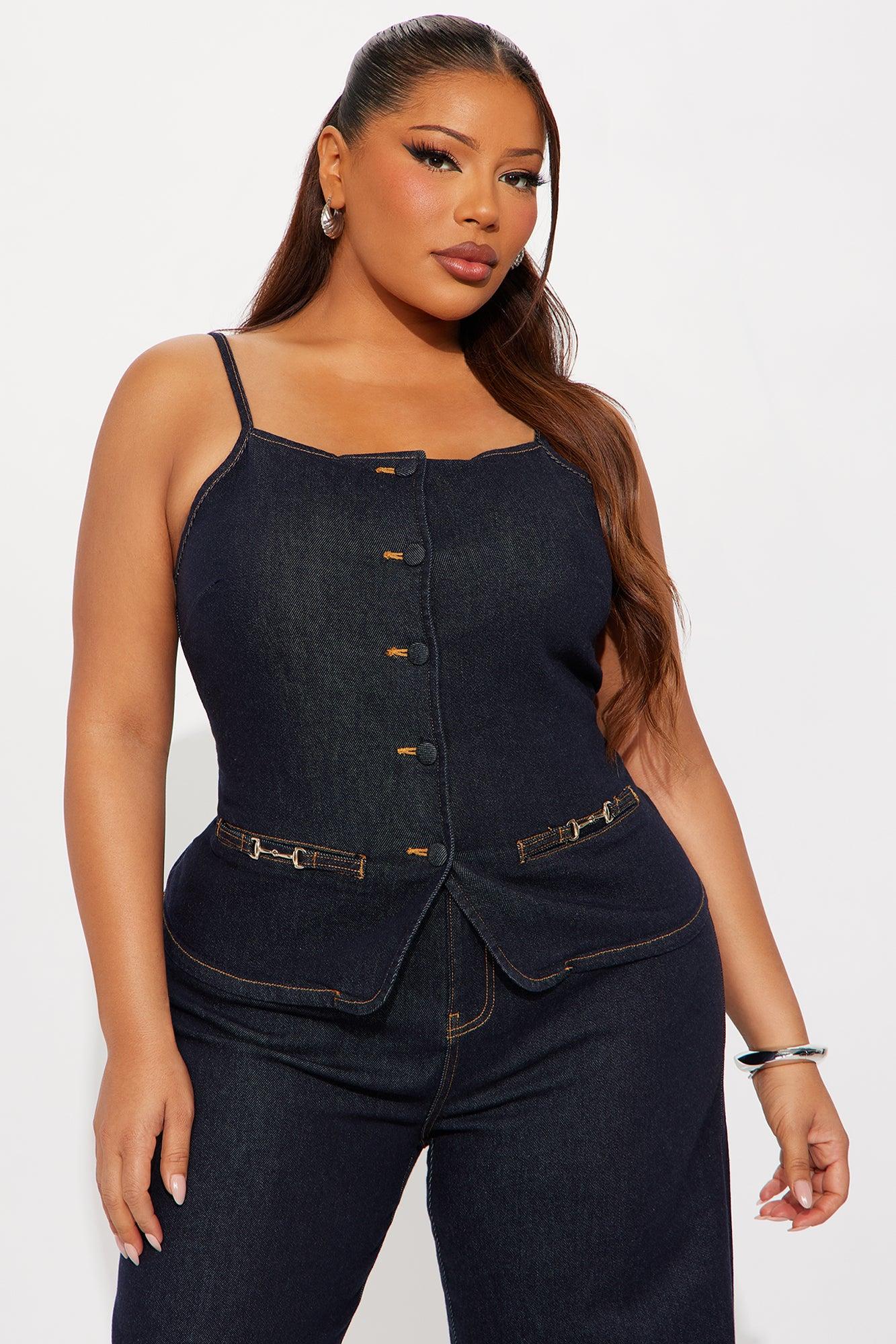 Minimal Behavior Stretch Denim Pant Set - Dark Wash Female Product Image