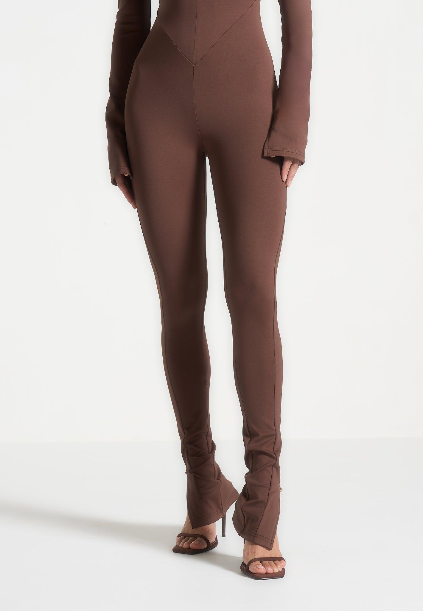 Twisted Bust Off Shoulder Jumpsuit - Brown Female Product Image
