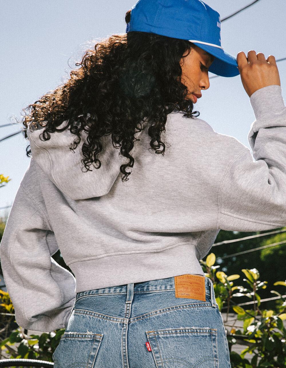 TILLYS Womens Cropped Zip-Up Hoodie - HEATHER GRAY Product Image