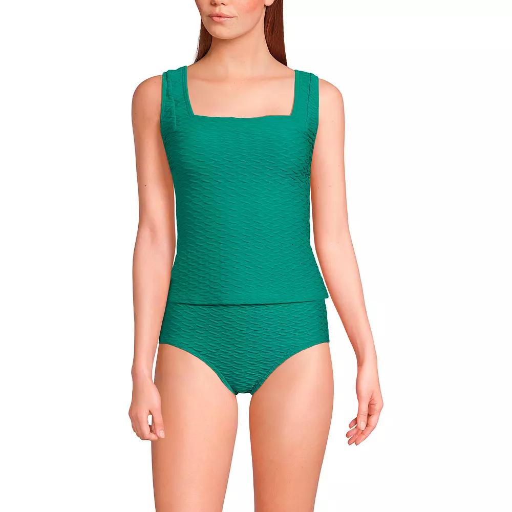 Womens Lands End Textured Square Neck Tankini Swimsuit Top Island Green Product Image
