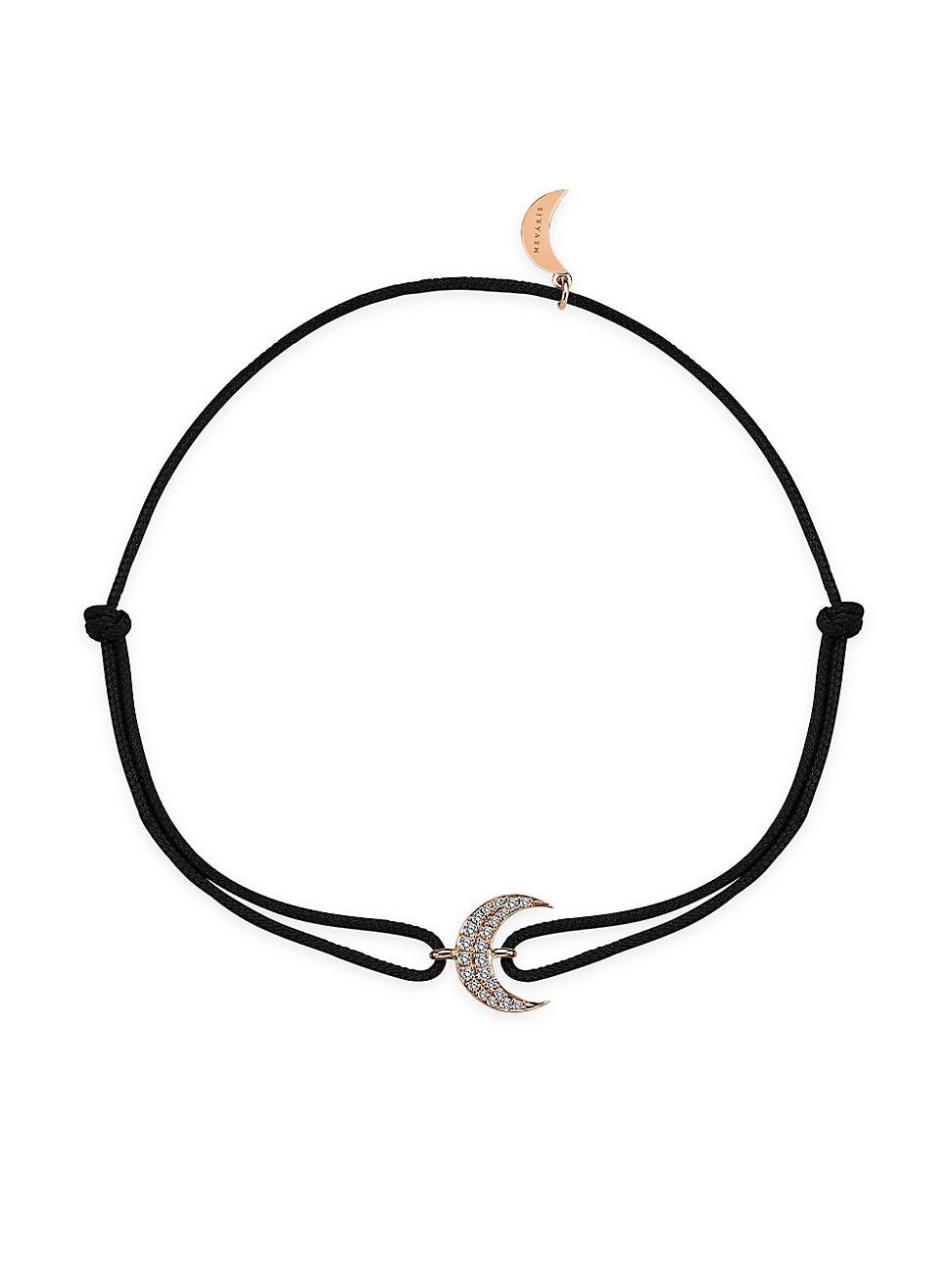 Womens Moonlight Moon 18K Rose Gold, 0.08 TCW Diamond & Cord Bracelet Product Image