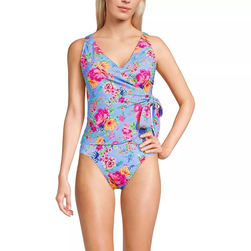 Women's Lands' End D-Cup Side Tie Tankini Swim Top,  Product Image