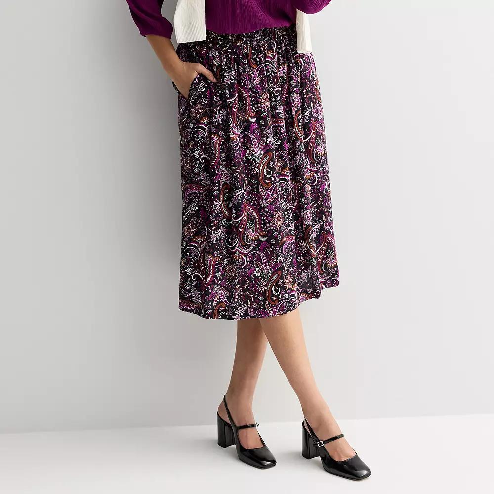 Women's Croft & Barrow® Elastic Waist Midi Skirt,  Product Image