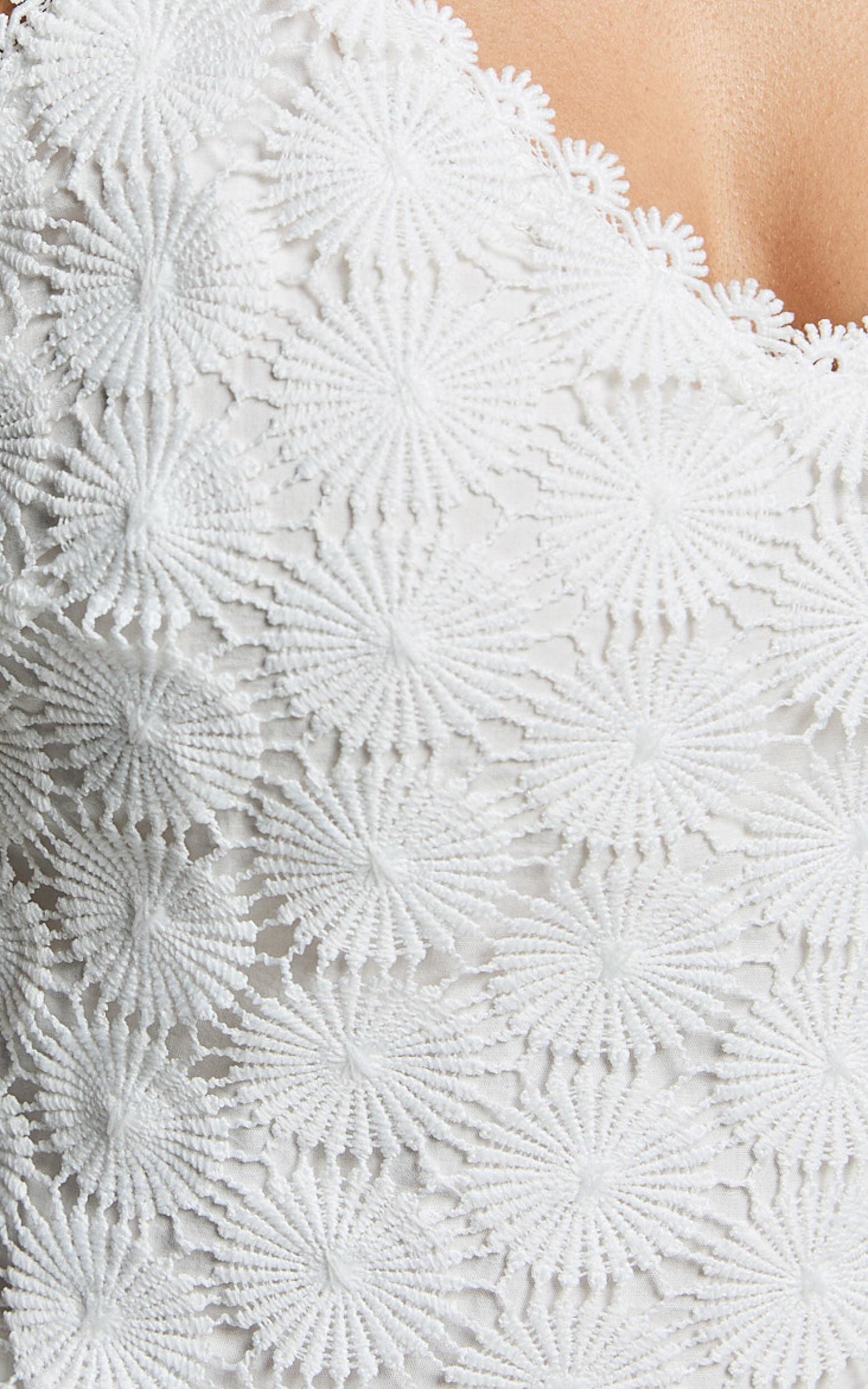 Wendy Top - Broderie Lace Cami Crop Top in White Product Image