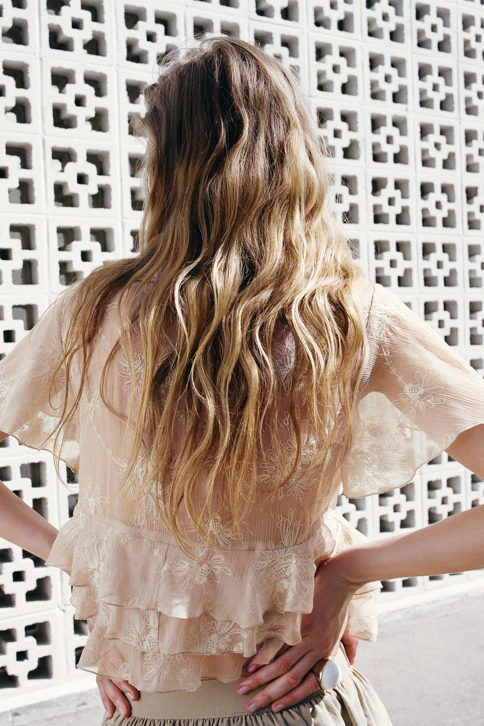 EMBROIDERED RUFFLED TOP Product Image