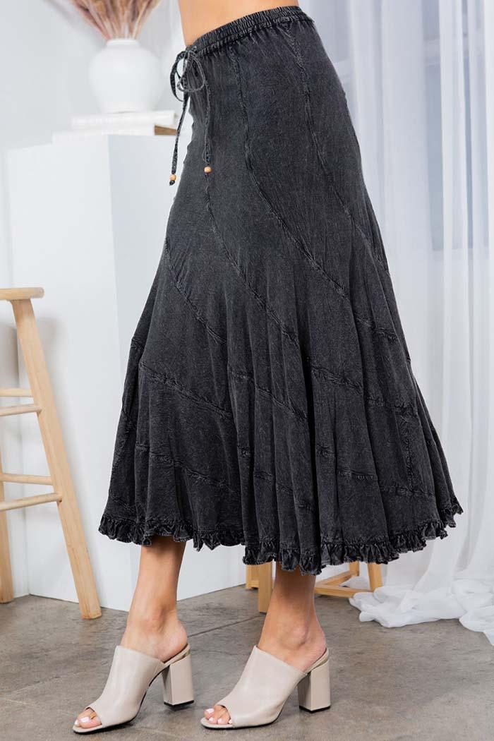 Asymmetrical Bias Panel Midi Skirt Product Image
