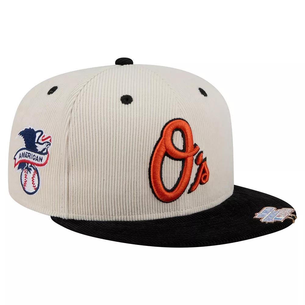 Men's New Era Cream/Black Baltimore Orioles Two-Tone Corduroy 59FIFTY Fitted Hat, Size: 7 1/8, Beige Product Image