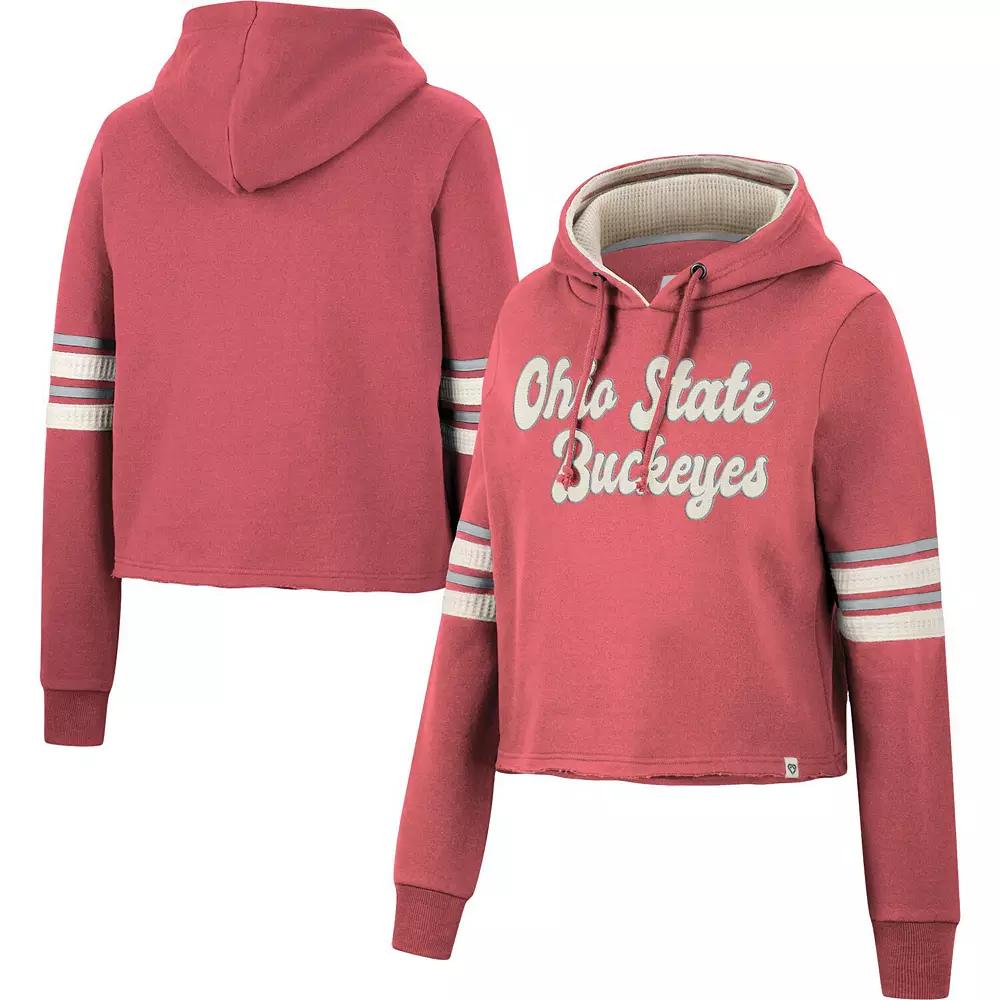 Women's Colosseum Scarlet Ohio State Buckeyes Retro Cropped Pullover Hoodie, Size: XL, Red Product Image
