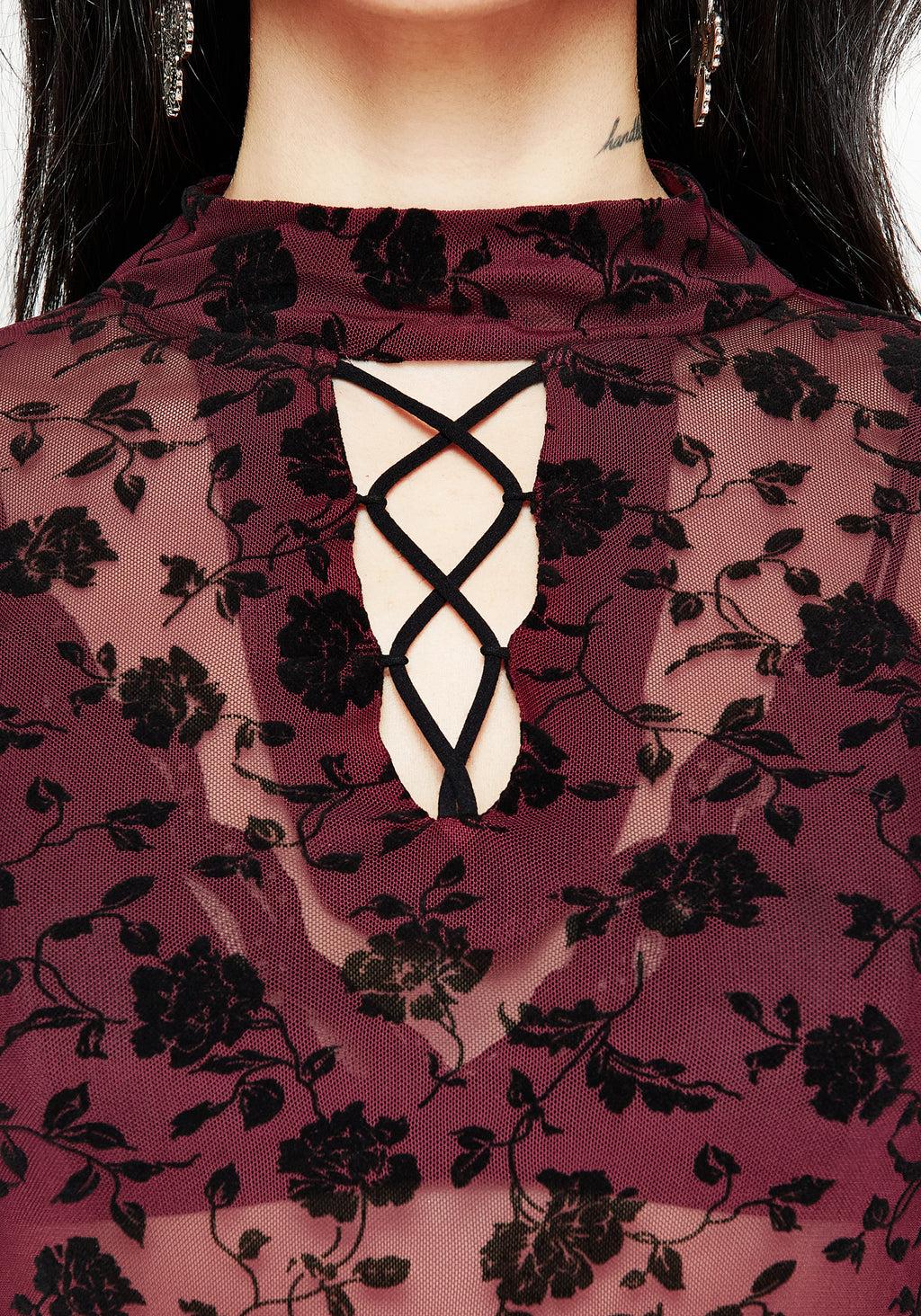 Theodora Floral Mesh Long Sleeve Top Product Image