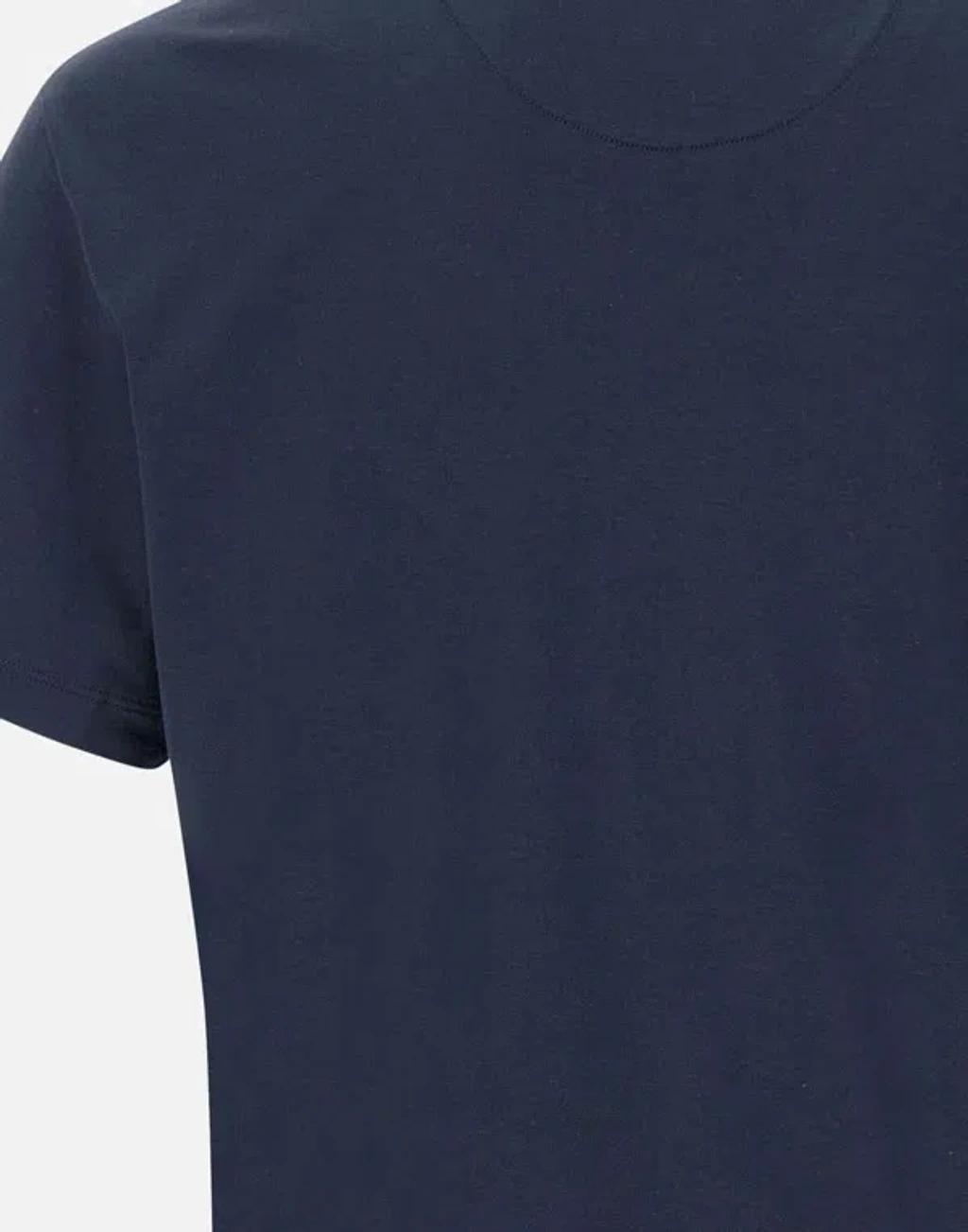 ELEVENTY Cotton Modal Crew Neck T-shirt In Blue Product Image