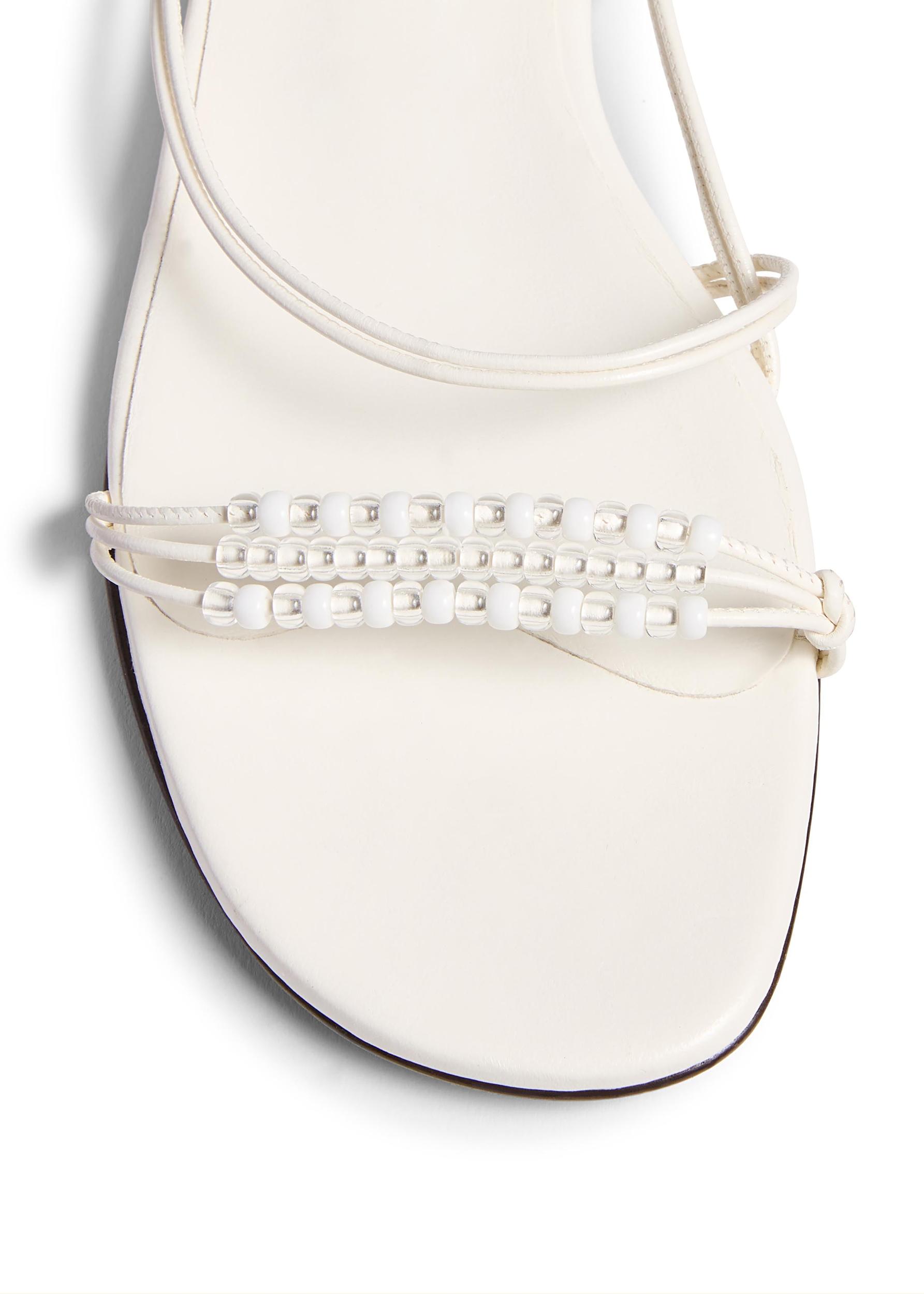 Loop Flat Sandal with Beads in Optic White Leather Product Image