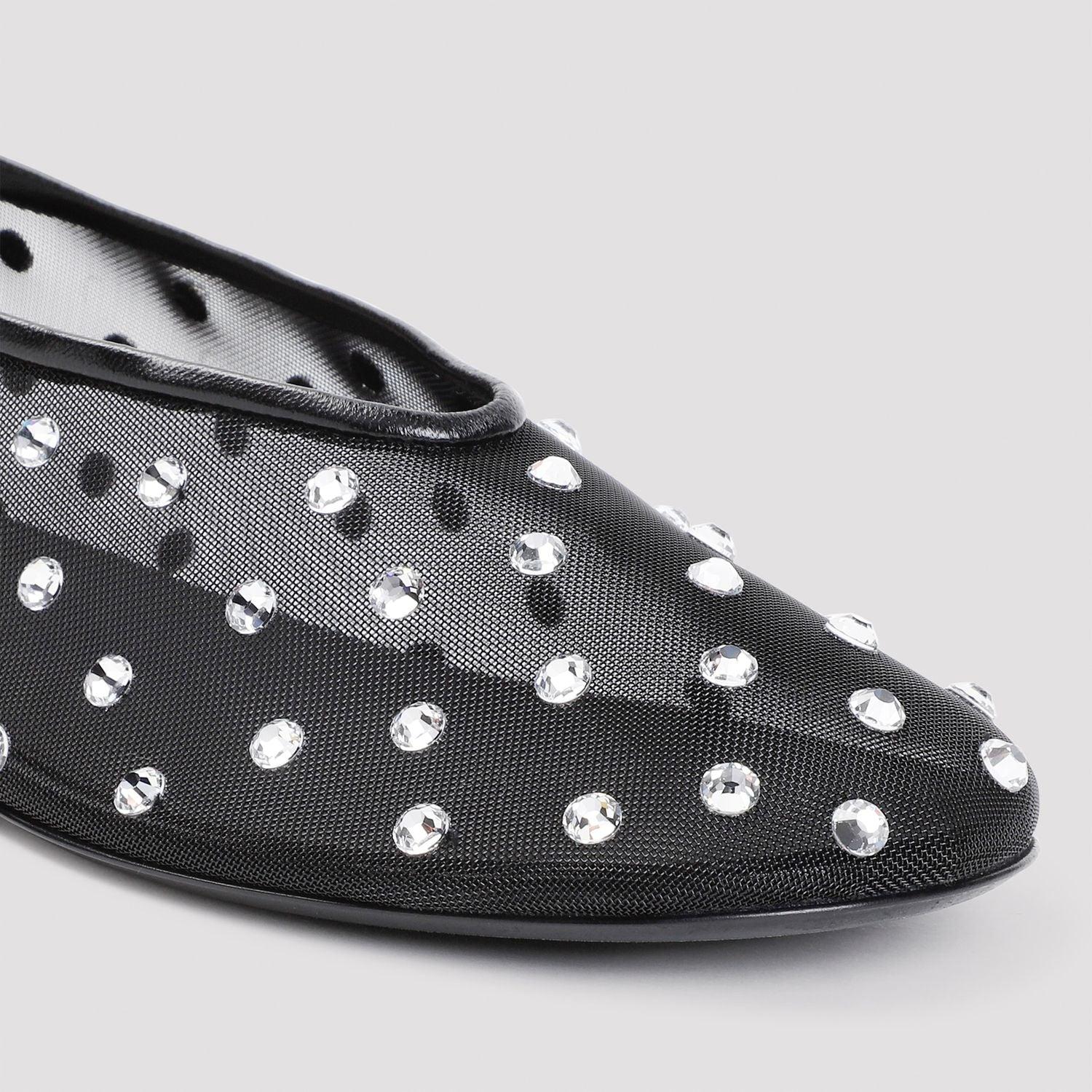 KHAITE Marcy Crystal-embellished Mesh Flats In Black Product Image