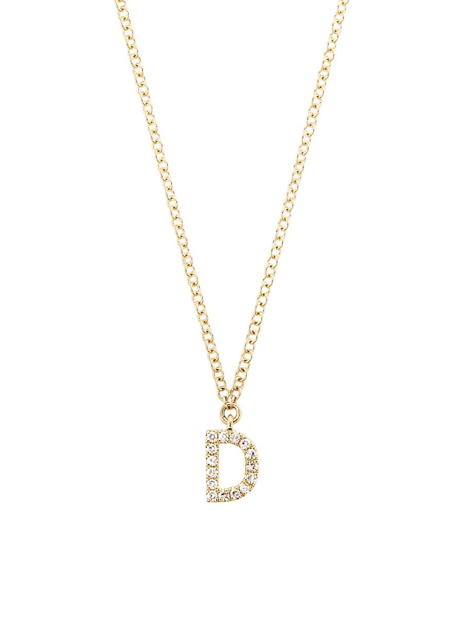 Womens 14K Yellow Gold & 0.03 TCW Diamond Initial Pendant Necklace Product Image