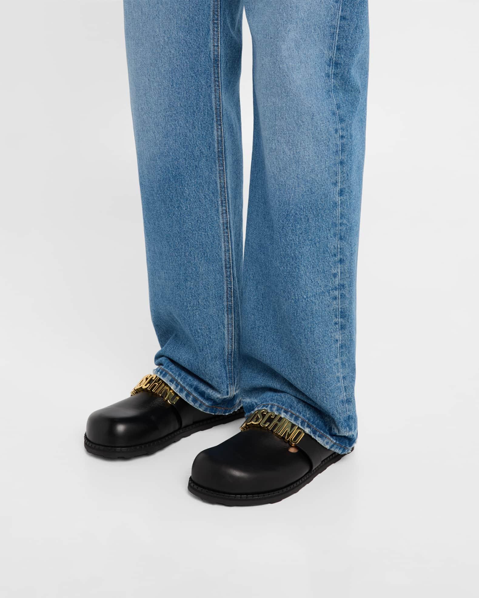 Men's Calfskin Leather Logo Mules Product Image