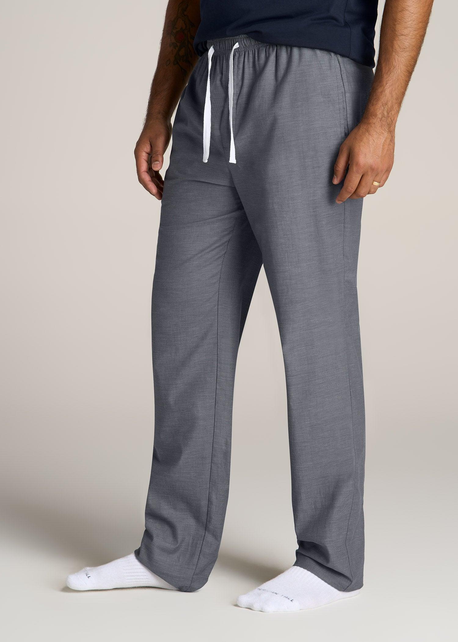 Woven Pajama Pants for Tall Men in Grey Pin Dot Male Product Image