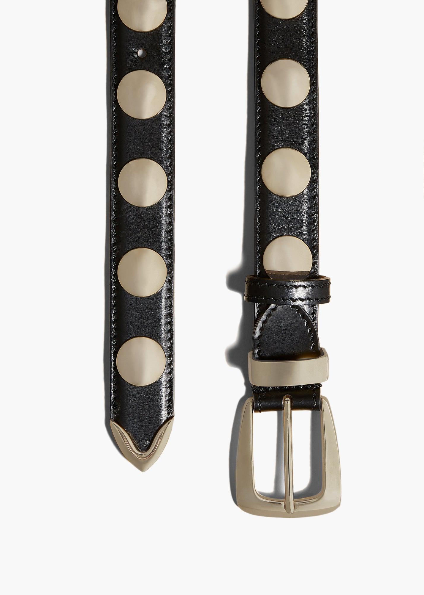 Benny Belt with Studs in Black Leather and Gold Product Image