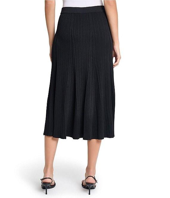 MISOOK Ribbed Knit Flared Pull-On Midi Skirt Product Image