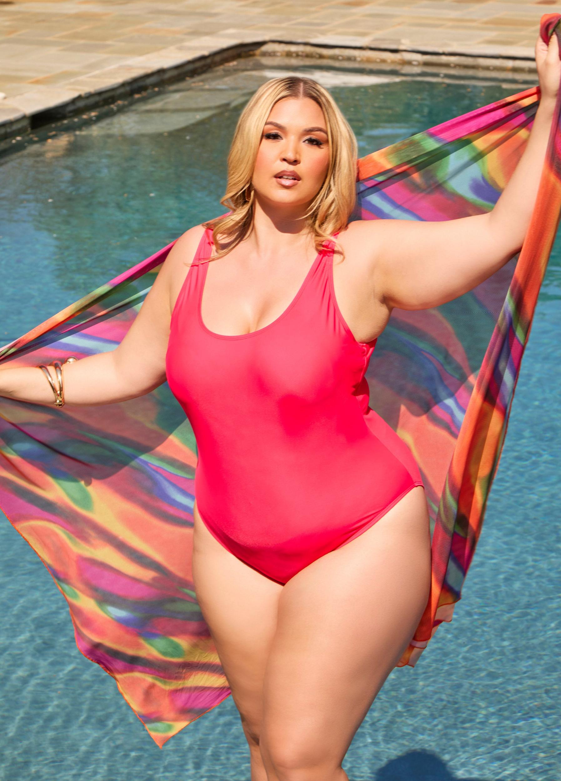 Plus Size Tie Dyed Stretch Mesh Sarong Ashley Stewart Product Image