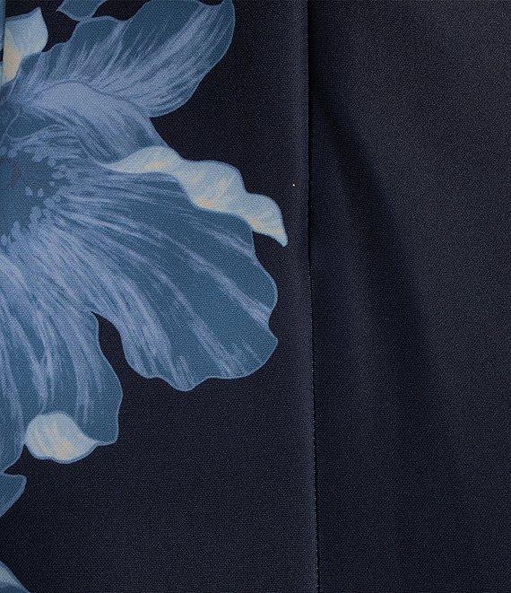 Donna Karan Sleeveless Boat Neck Floral Scuba Midi Sheath Dress Product Image