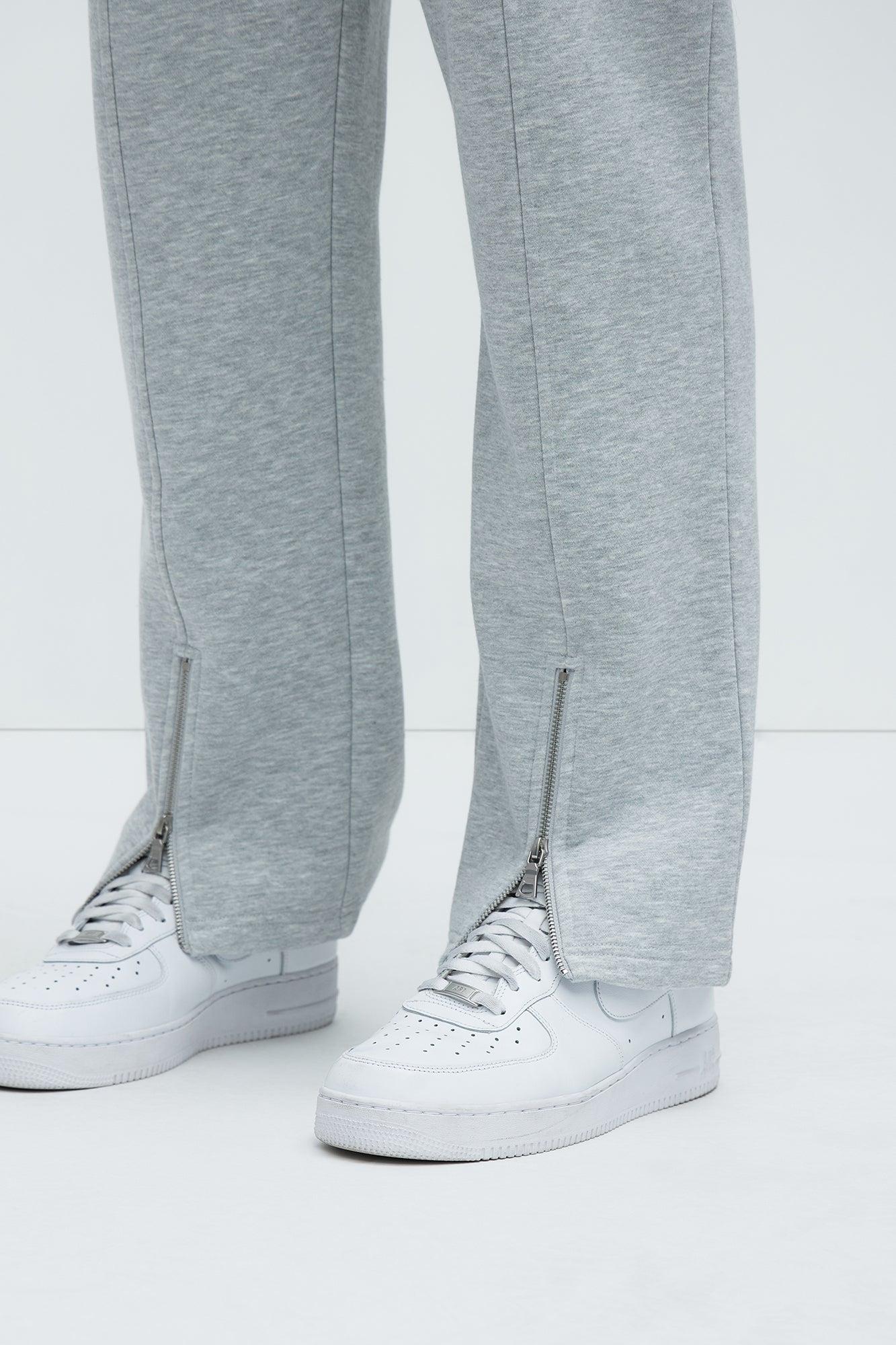 Tyson Elm Zip Hem Straight Sweatpants - Heather Grey Product Image