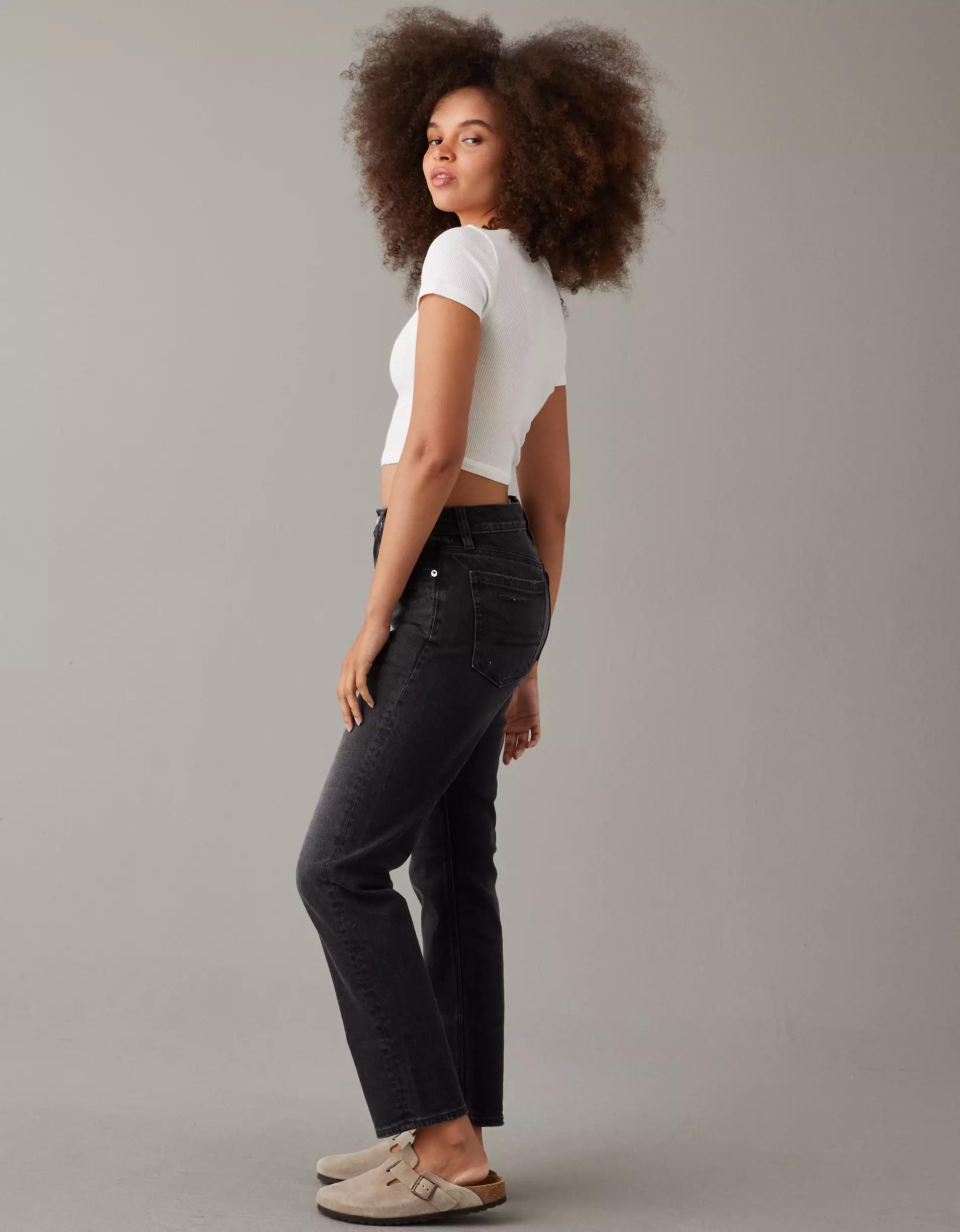 AE Stretch Super High-Waisted Ankle Straight Jean Product Image