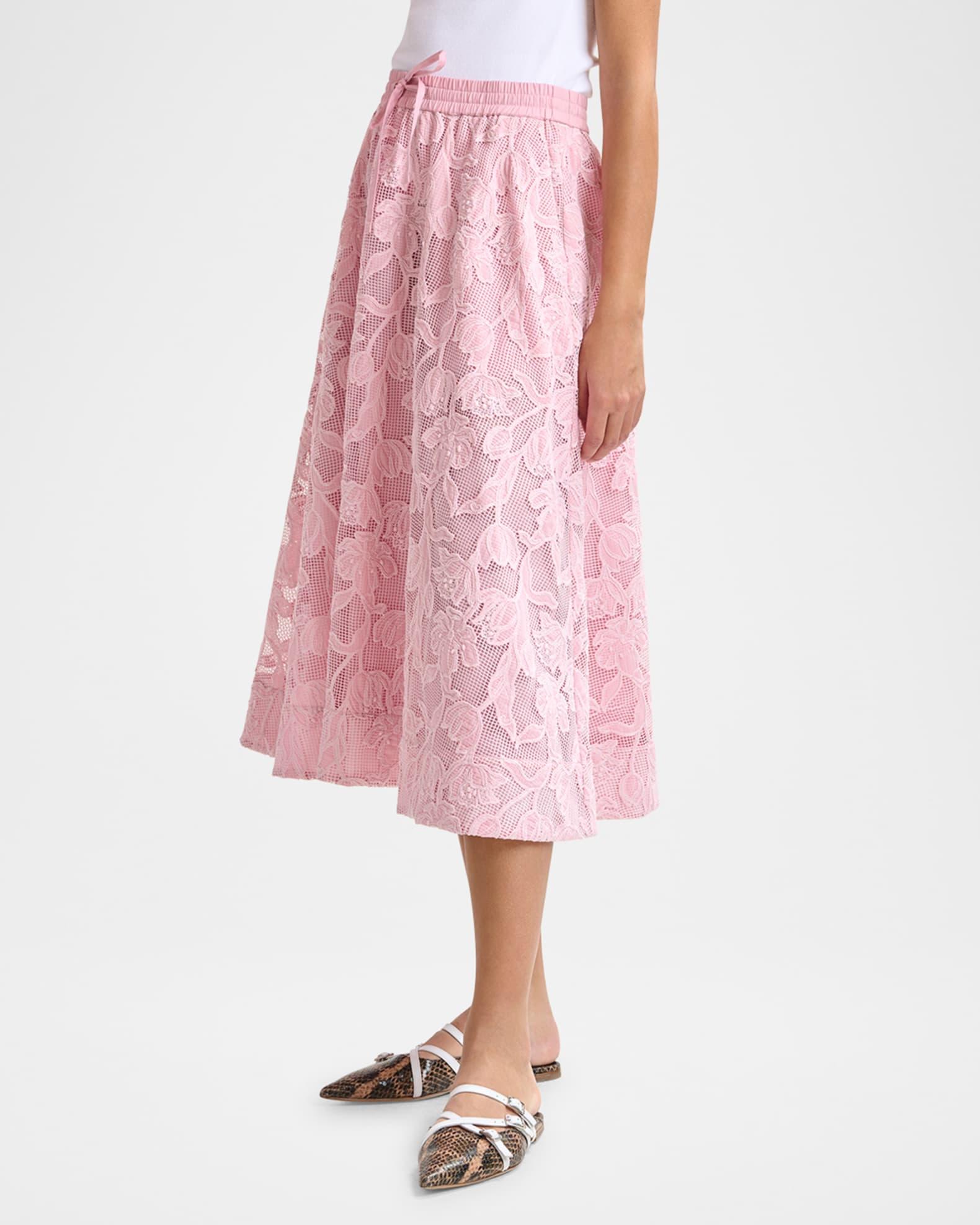 Heast Floral-Embroidered Midi Skirt Product Image